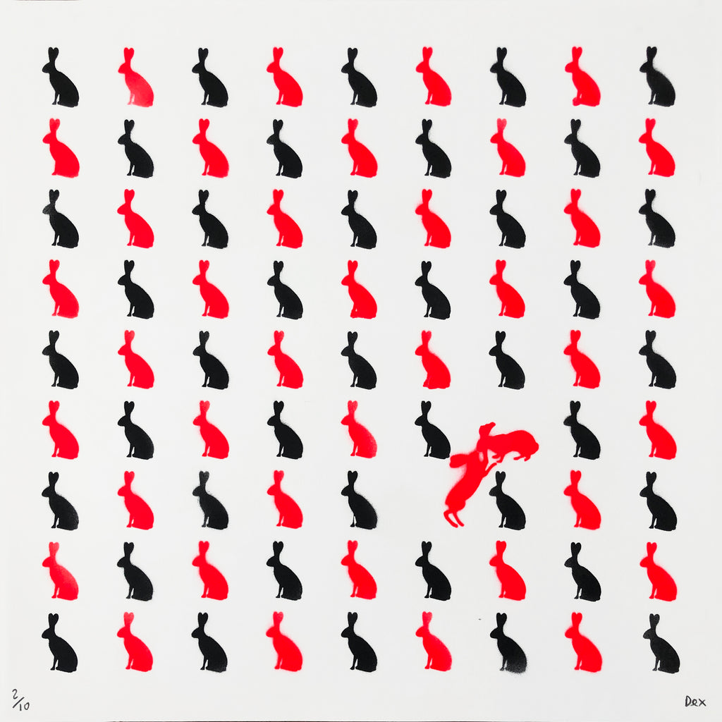 Bunny Love (Fluoro Red & Black Stencil)