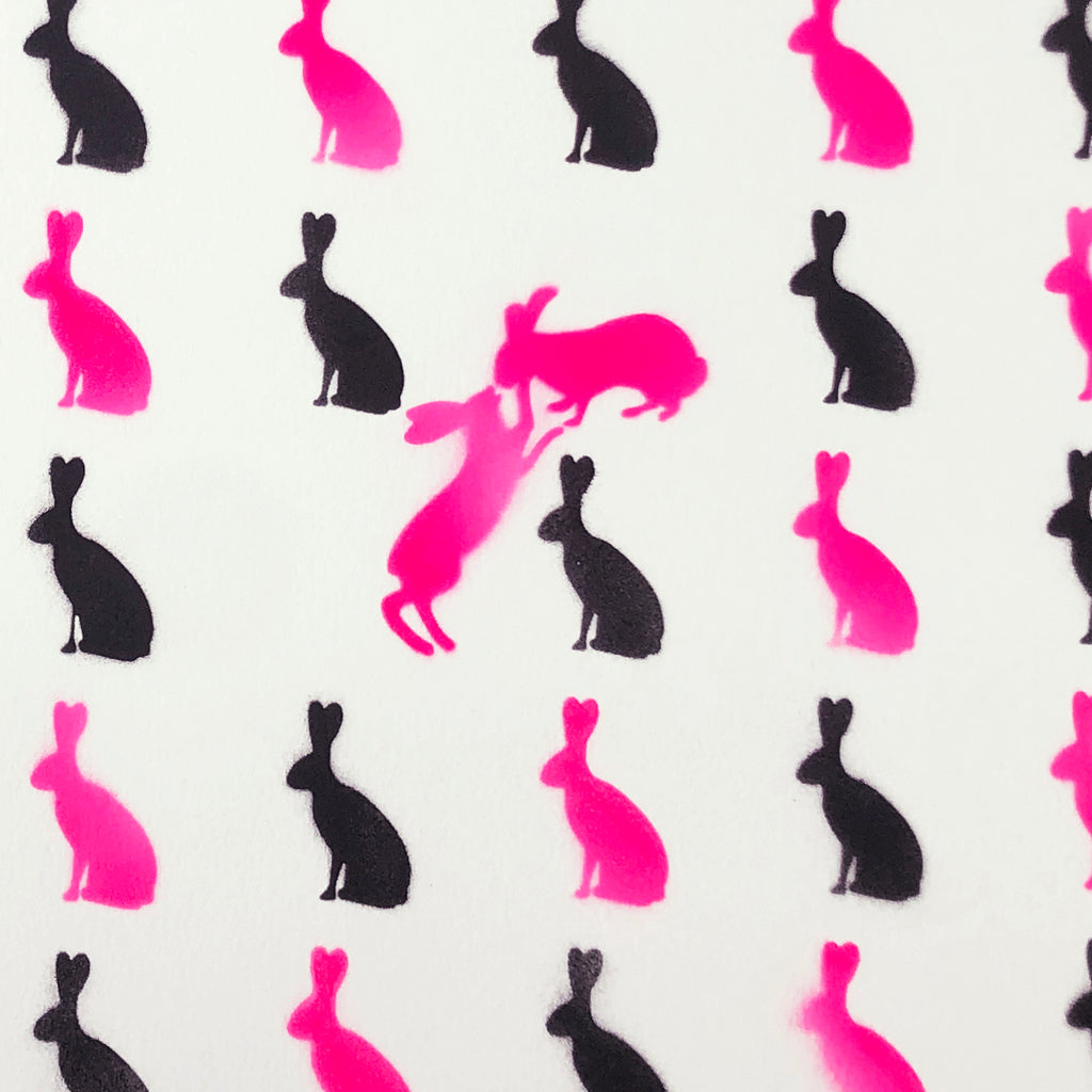 Bunny Love (Fluoro Pink & Black Stencil)