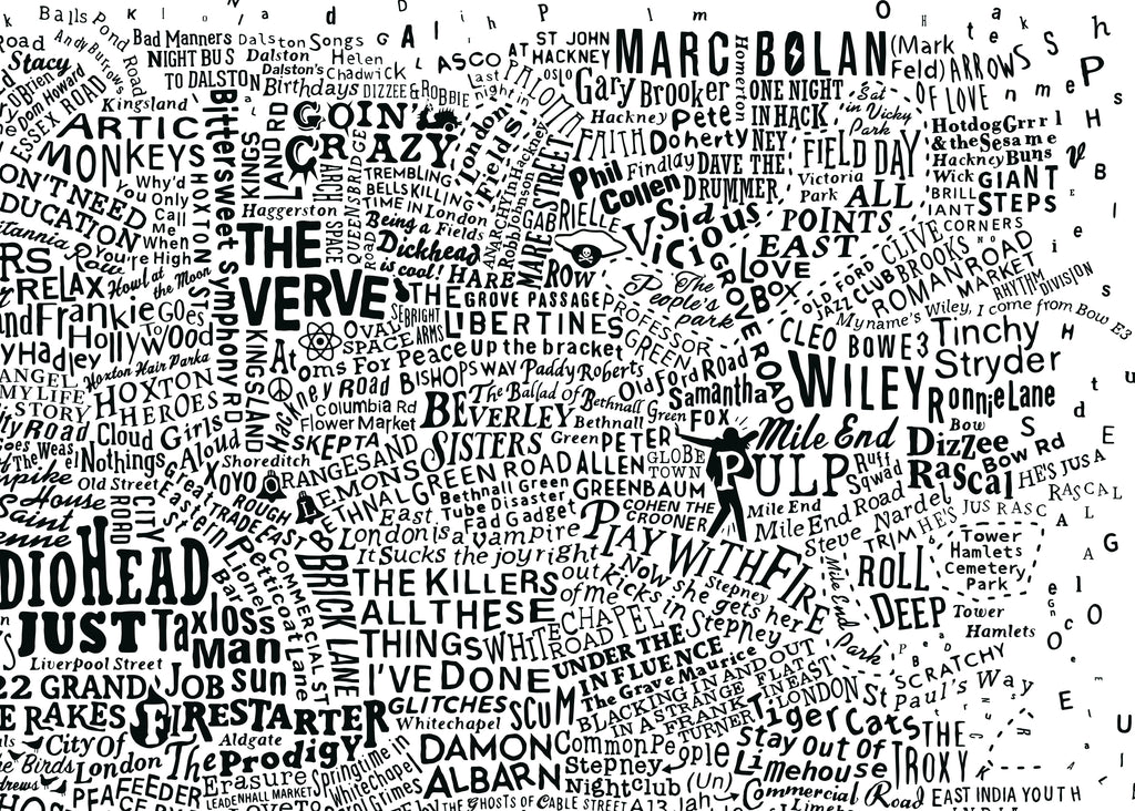 Music Map Of London (White)