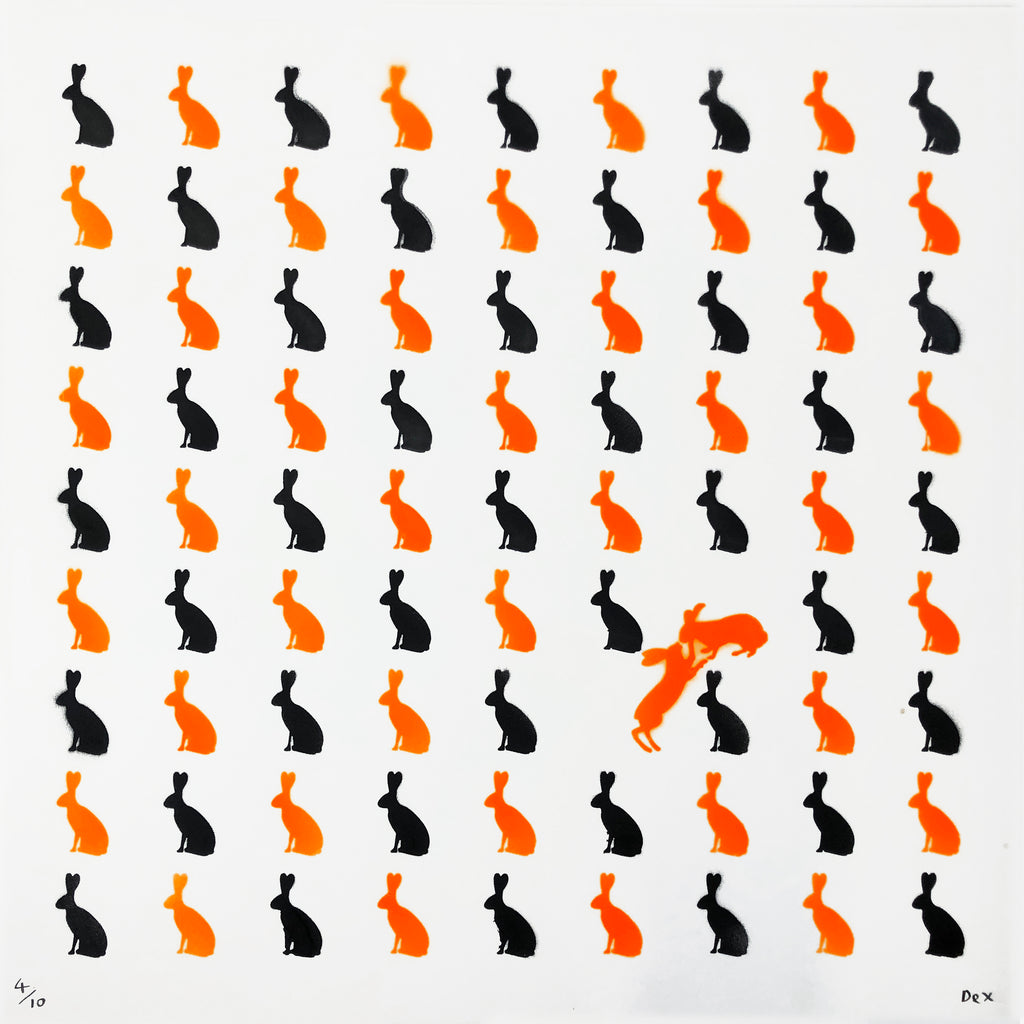Bunny Love (Fluoro Orange & Black Stencil)