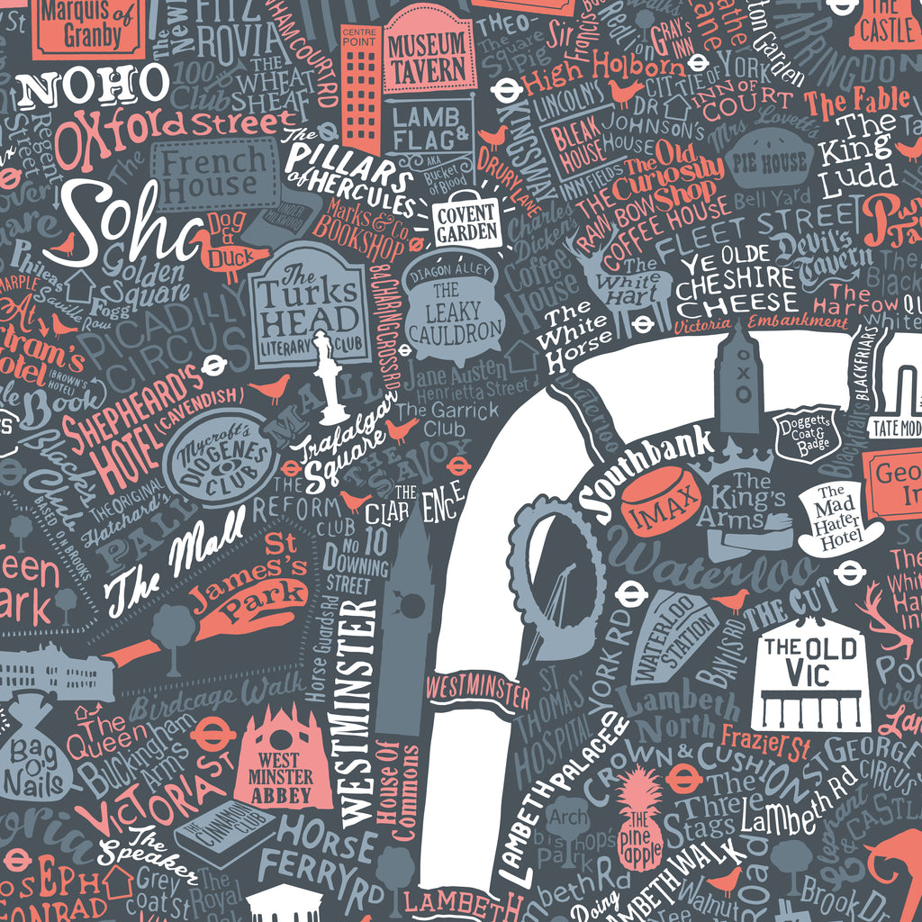 Pubs Of Literary London (Pink & Grey)