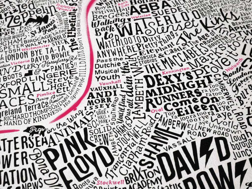 Music Map Of London (Pink Thames)