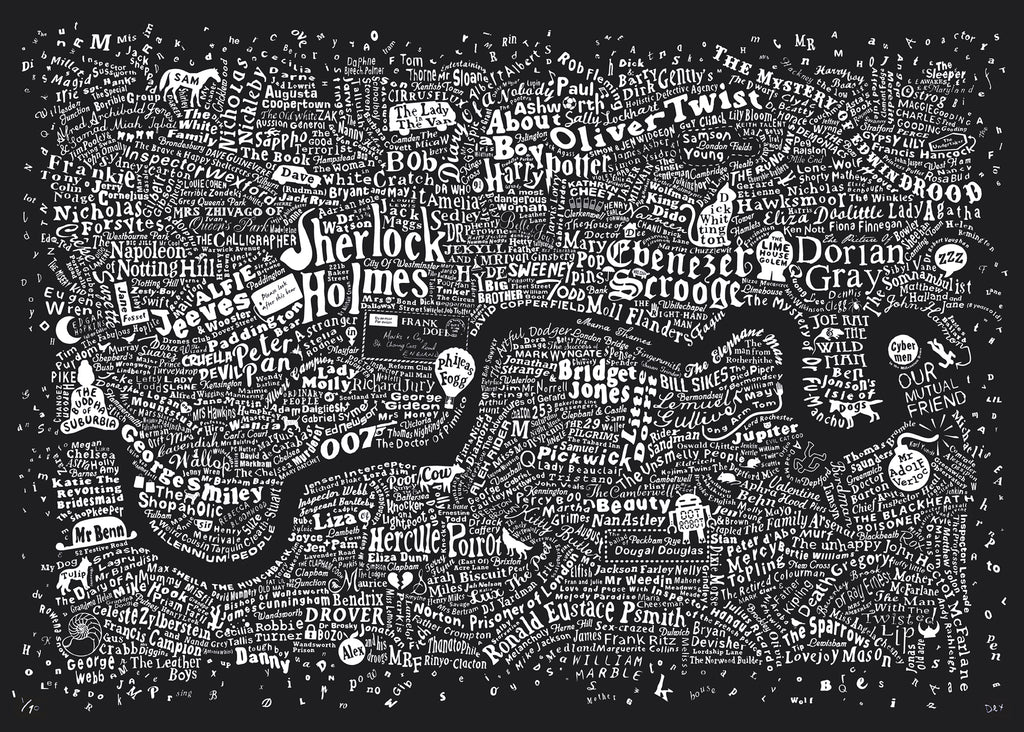 Literary London Map (Dark Blue Plike)