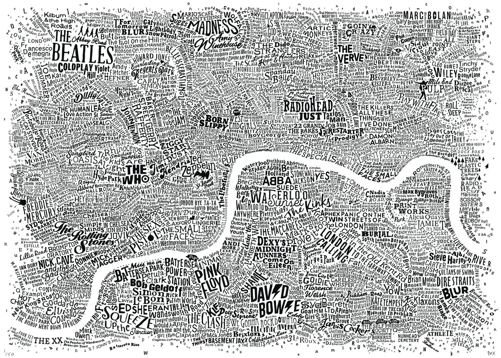 Music Map Of London (White)